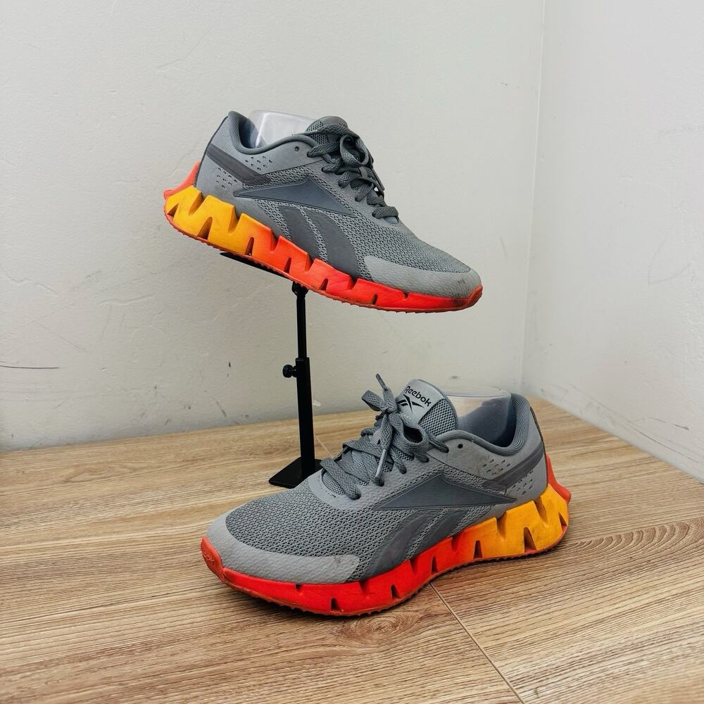 Reebok Zig Dynamica 2.0 Gray And Red Running Shoes Boys Size 5.5